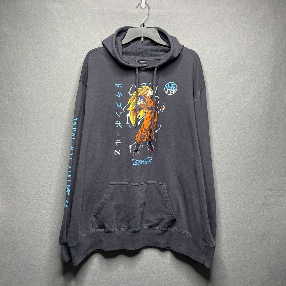 Dragonball Z Gray Hoodie 3XL Goku Graphic Design Cotton Blend Anime
